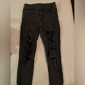 American eagle black ripped skinny jeans